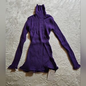 Miss Morandi Purple Ribbed Turtleneck